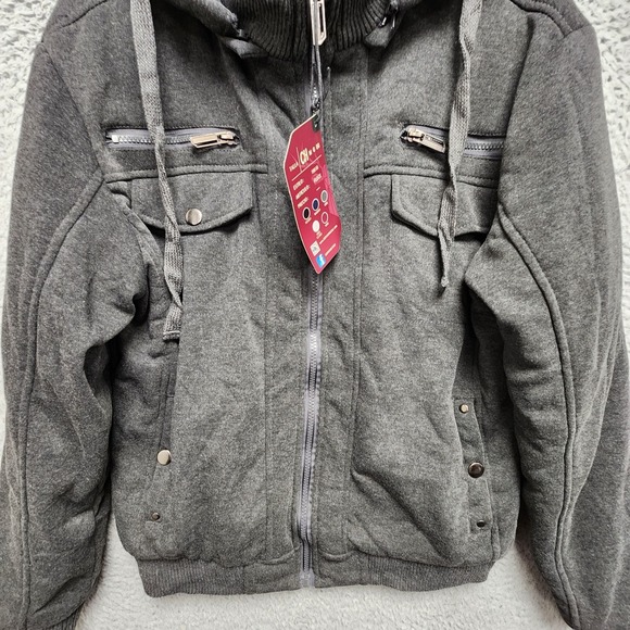 Giovanni Gali Fleece Jacket Mens Small Gray Sherpa Lined‎ Full Zip Hooded NEW - Picture 4 of 13